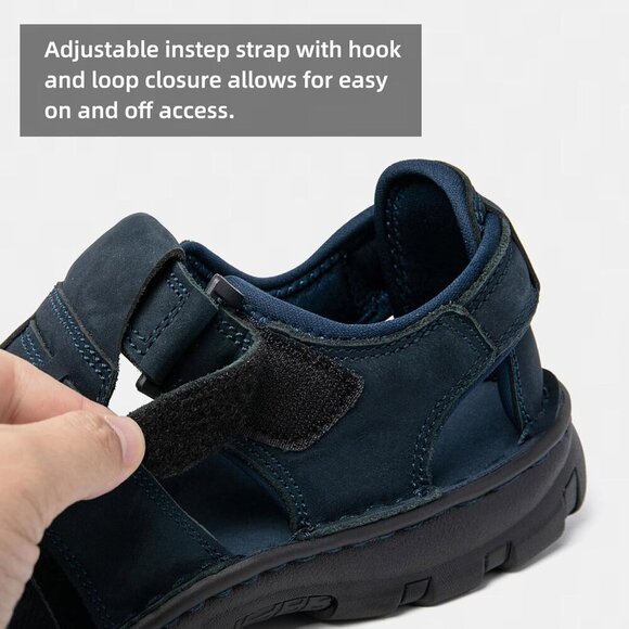 〽️Men\'s Hiking Sandals Blue Leather Athletic Casual Outdoor Sports Shoes main image 5